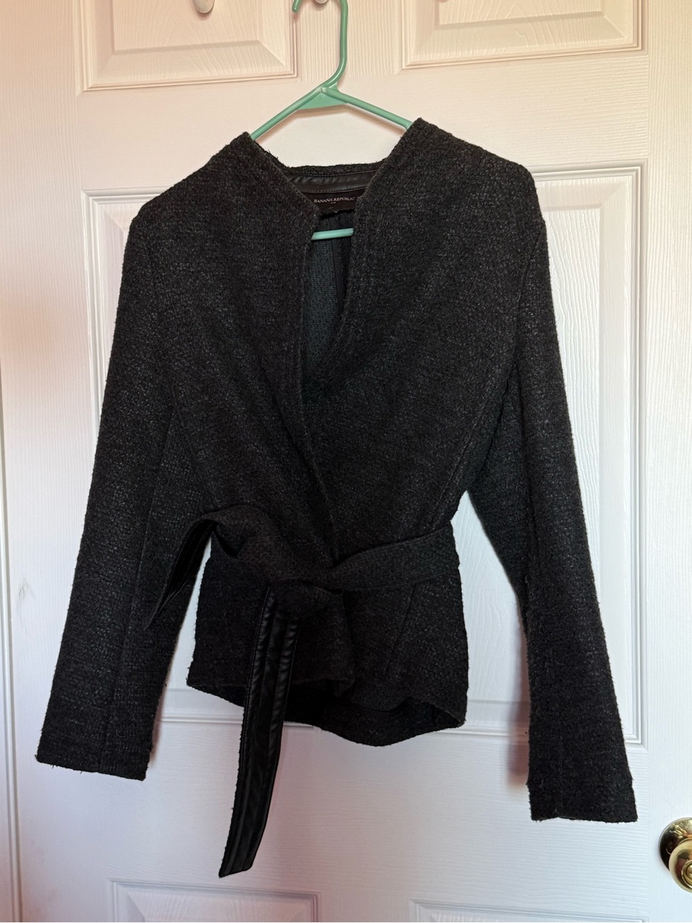 Banana Republic Charcoal/Black Wrap Blazer with Waist Tie